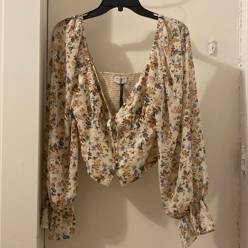 V line flowery blouse